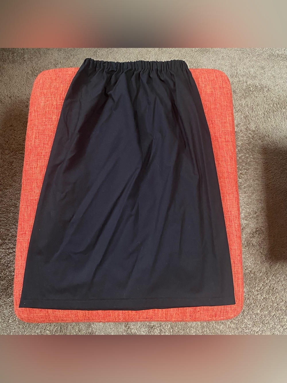 Handmade Black Cotton Midi Skirt